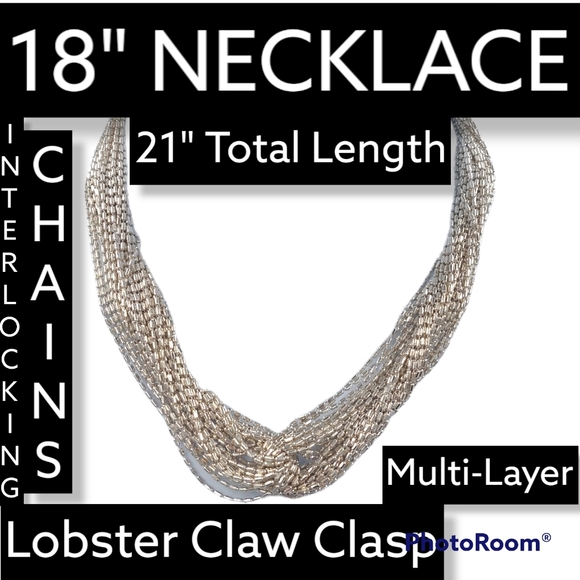 Boutique Jewelry - 22" Multi-Layer Interlocking Chain Necklace